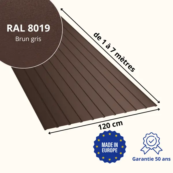 Panneau de bardage bac acier Plano Brun Gris Mat - 2