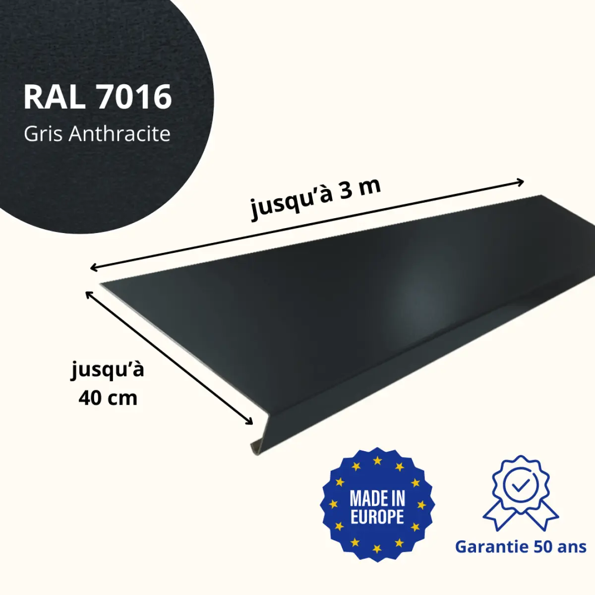 Appui de fenêtre Gris Anthracite mat