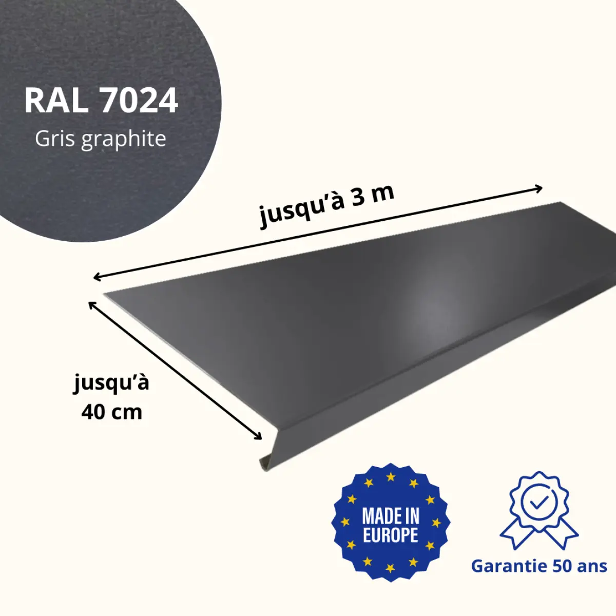 Appui de fenêtre Gris Graphite mat