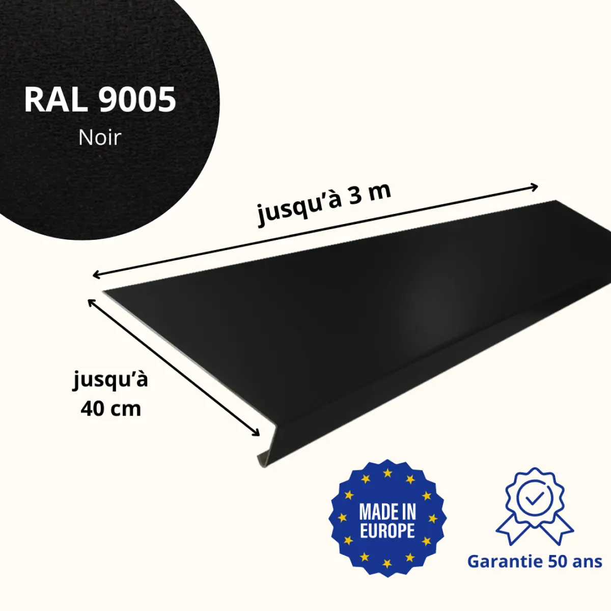 Appui de fenêtre Noir mat