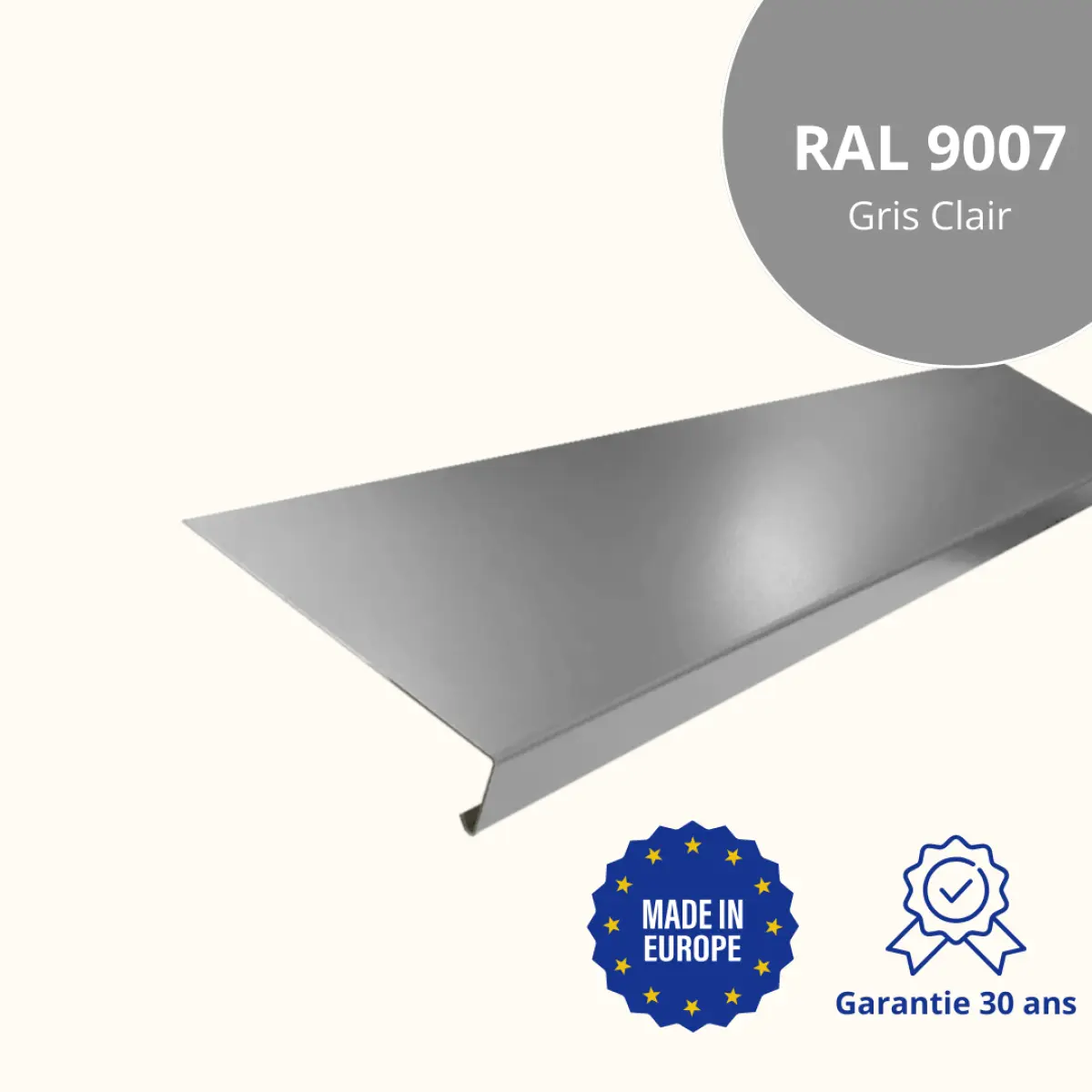 Appui de fenêtre Gris Clair brillant