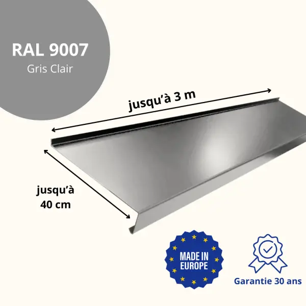 Appui de fenêtre avec rebord Gris Clair Brillant - 2