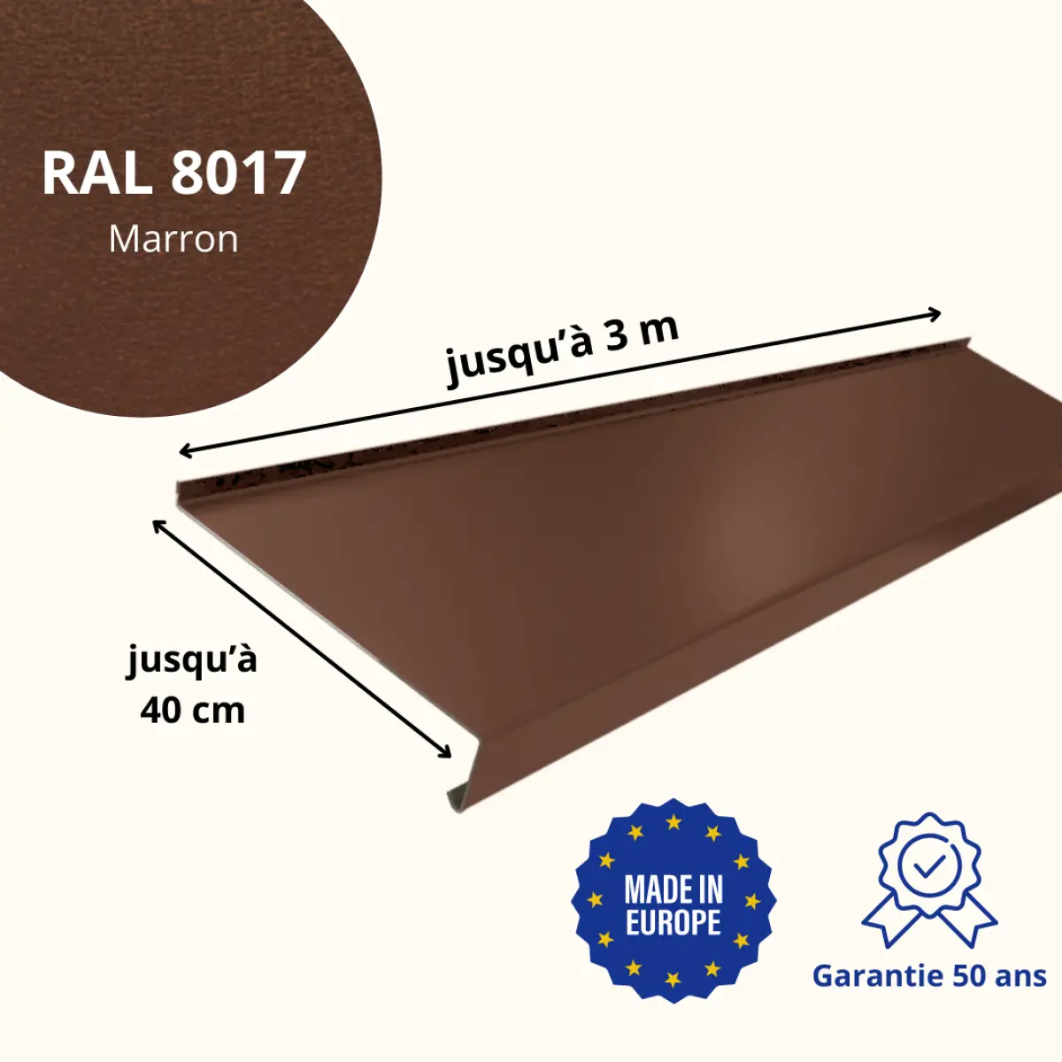 Appui de fenêtre avec rebord Marron Mat