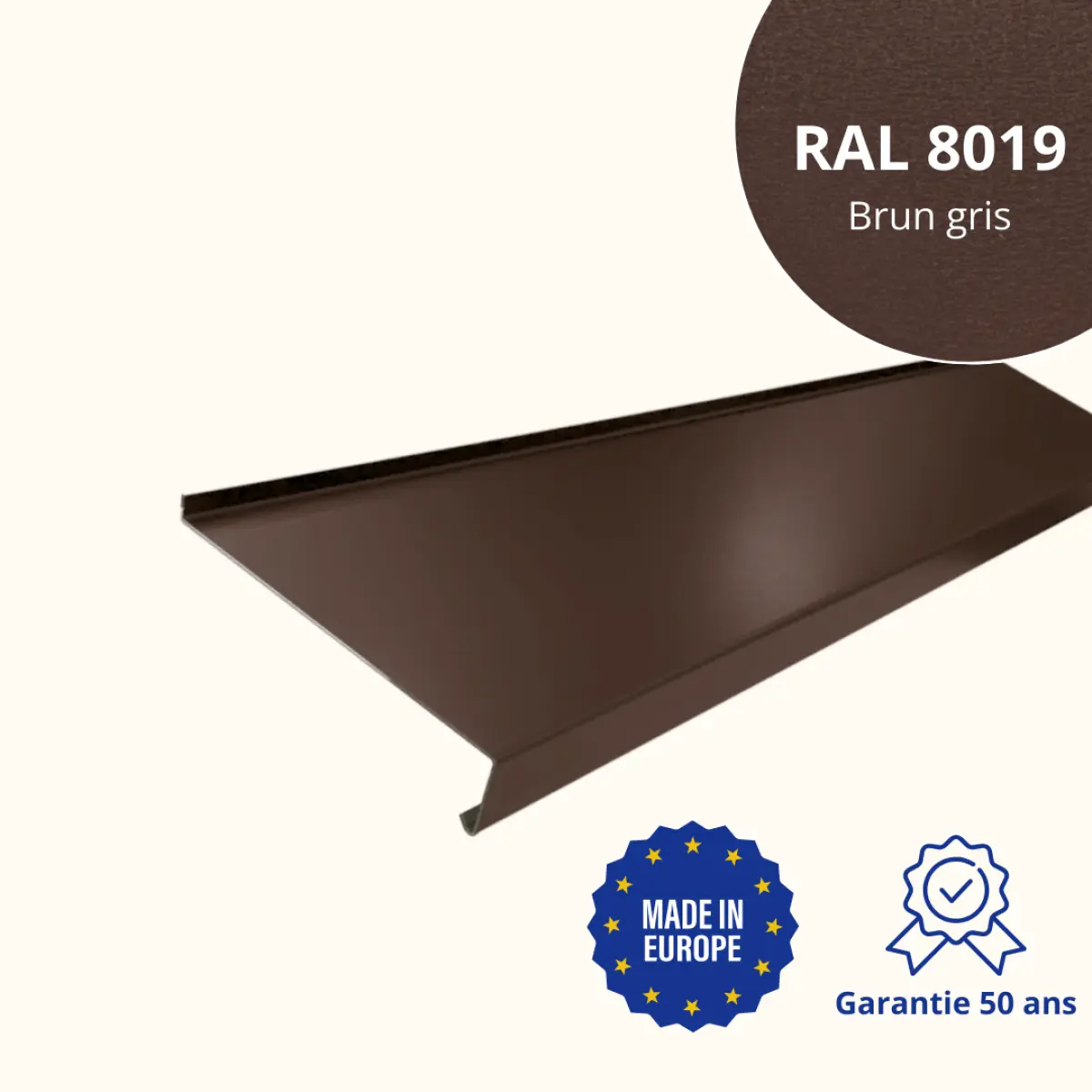 Appui de fenêtre avec rebord Brun Gris Mat