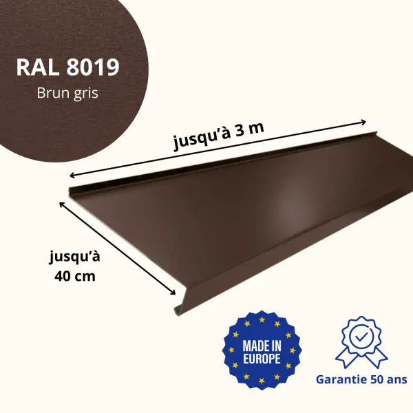 Appui de fenêtre avec rebord Brun Gris Mat - 2