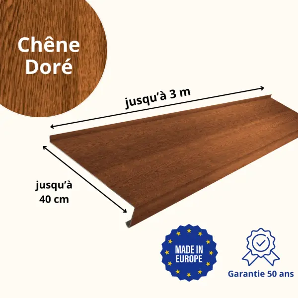 Appui de fenêtre avec rebord Chêne Doré 3D - 2