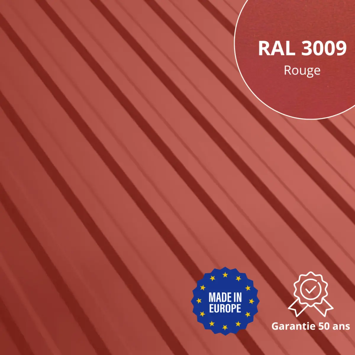 Tôle de toiture bac acier Medio Rouge mat