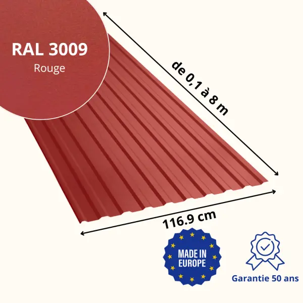 Tôle de toiture bac acier Medio Rouge mat - 2