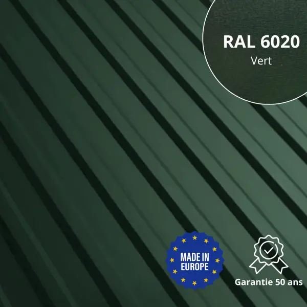Tôle de toiture bac acier Medio Vert Mat