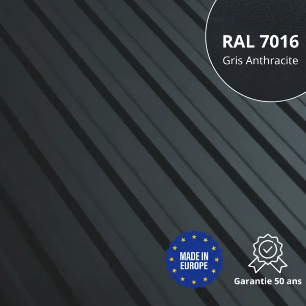 Tôle de toiture bac acier Medio Gris Anthracite Mat