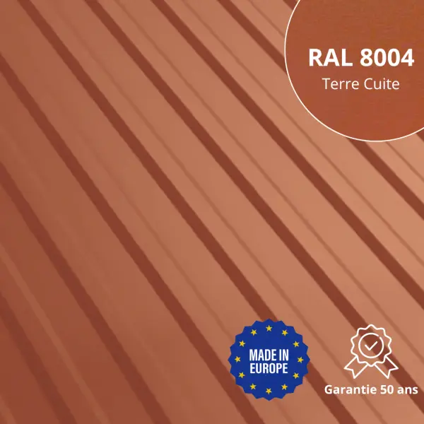 Tôle de toiture bac acier Medio Terre Cuite mat - 1