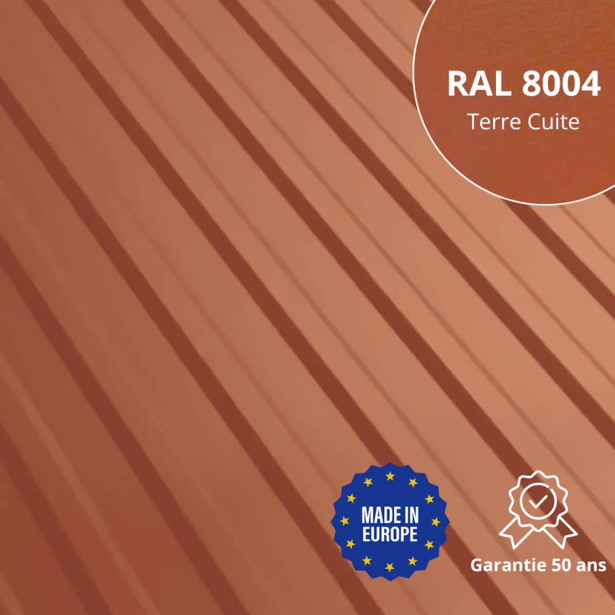 Tôle de toiture bac acier Medio Terre Cuite mat