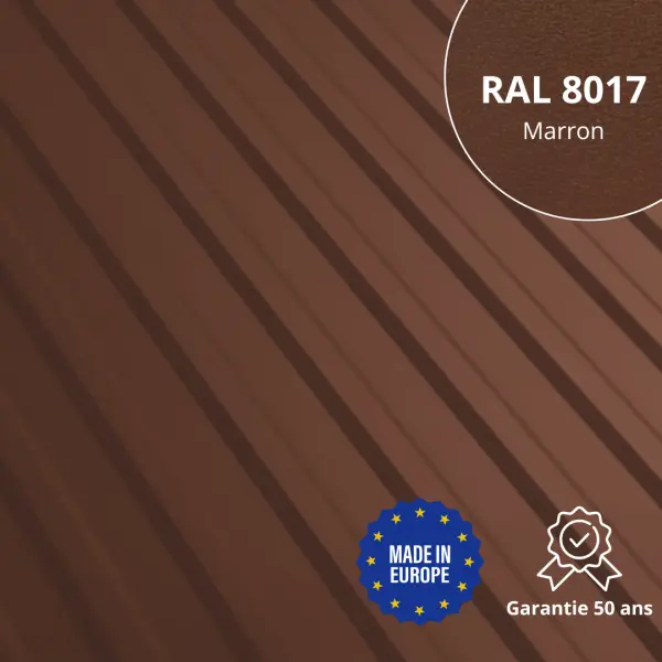 Tôle de toiture bac acier Medio Marron Mat