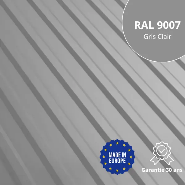 Tôle de toiture bac acier Medio Gris Clair Brillant