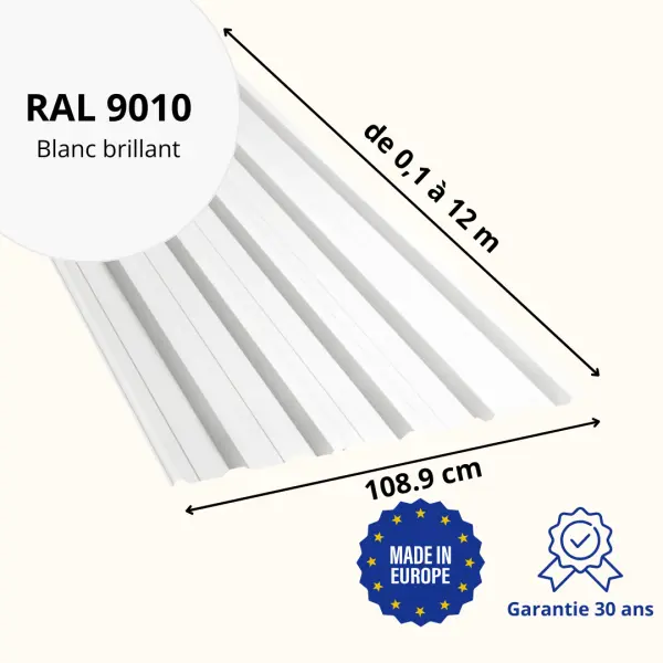 Tôle de toiture bac acier Alto Blanc brillant - 2