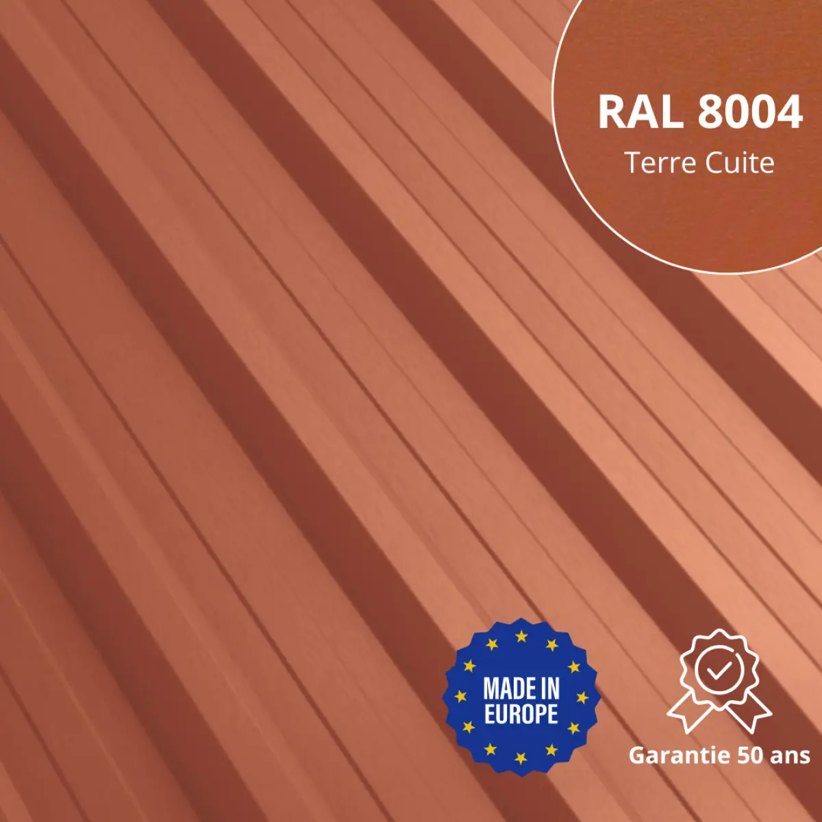 Tôle de toiture bac acier Alto Terre Cuite mat