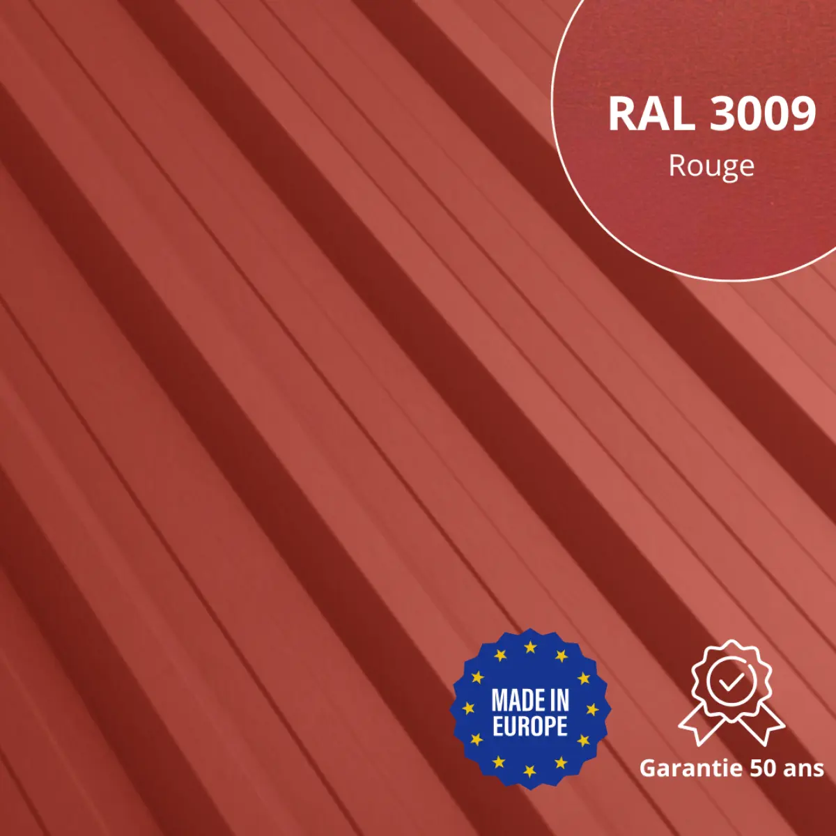 Tôle de toiture bac acier Alto Rouge mat