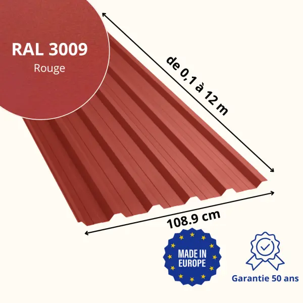 Tôle de toiture bac acier Alto Rouge mat - 2
