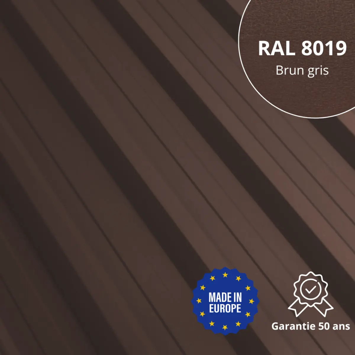 Tôle de toiture bac acier Alto Brun Gris mat