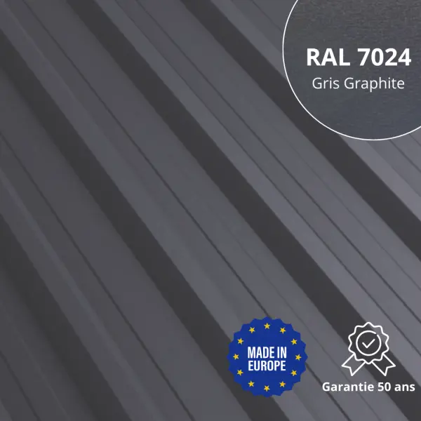 Tôle de toiture bac acier Alto Gris Graphite Mat