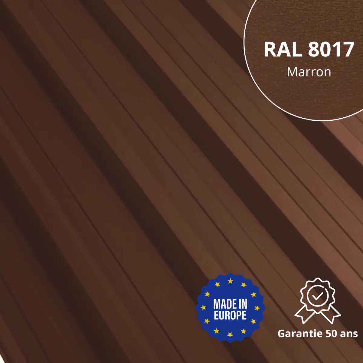 Tôle de toiture bac acier Alto Marron mat