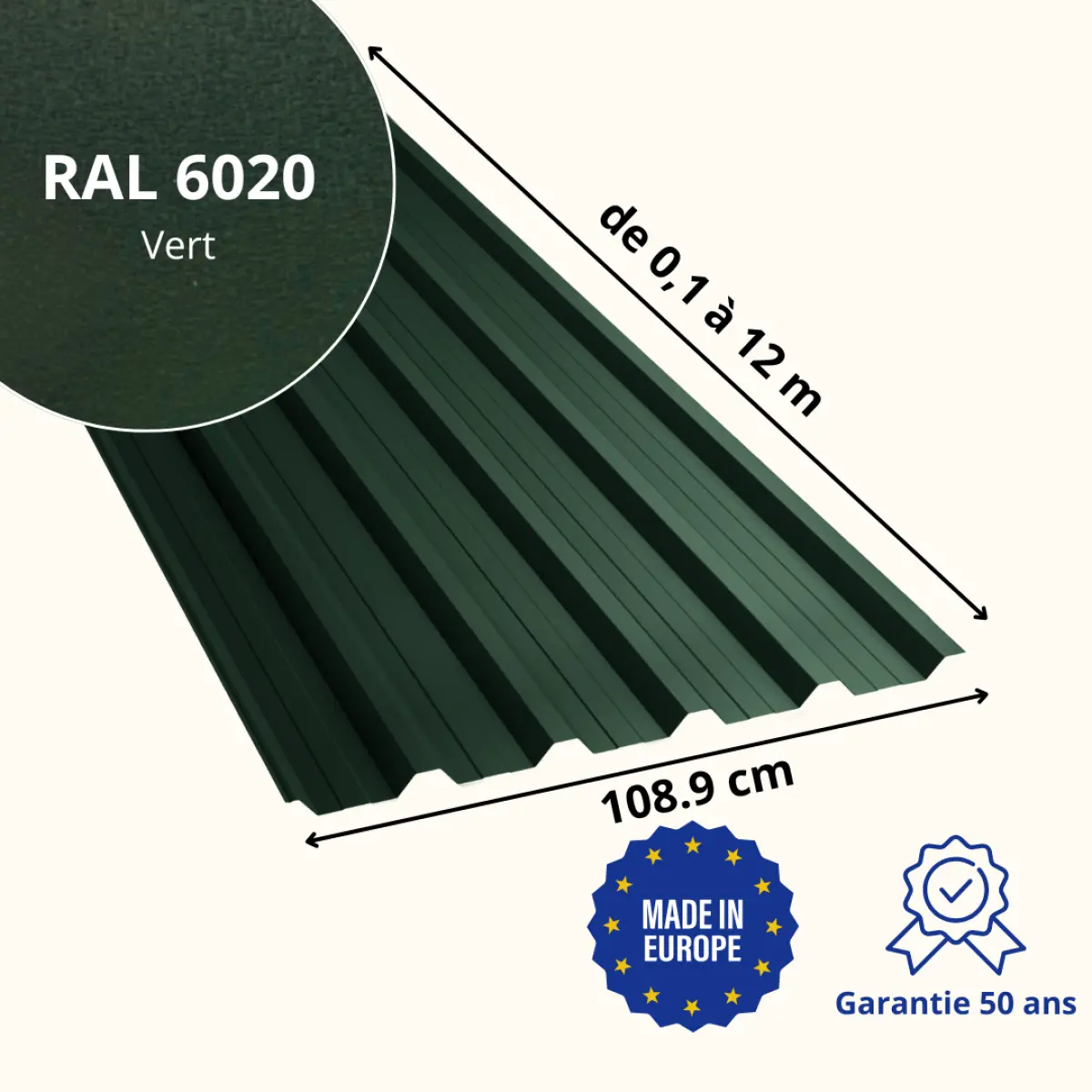 Tôle de toiture bac acier Alto Vert mat
