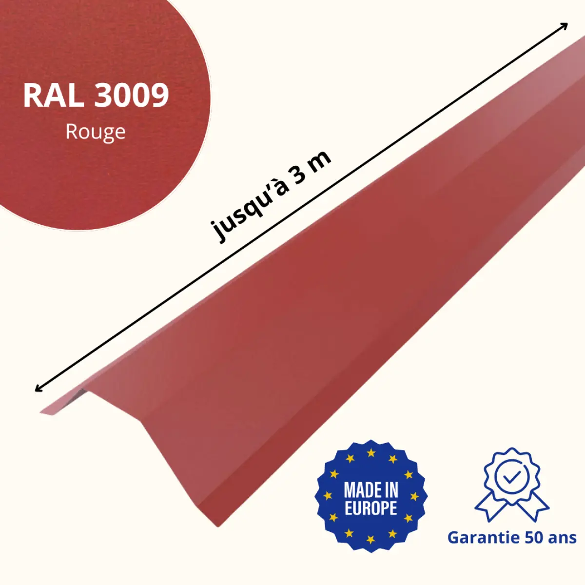Faitière pour toiture Savanna Rouge mat
