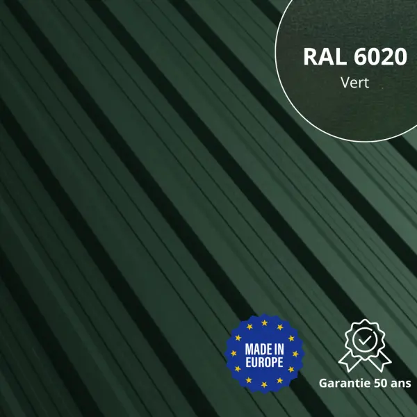 Tôle de toiture bac acier Vigo Vert Mat