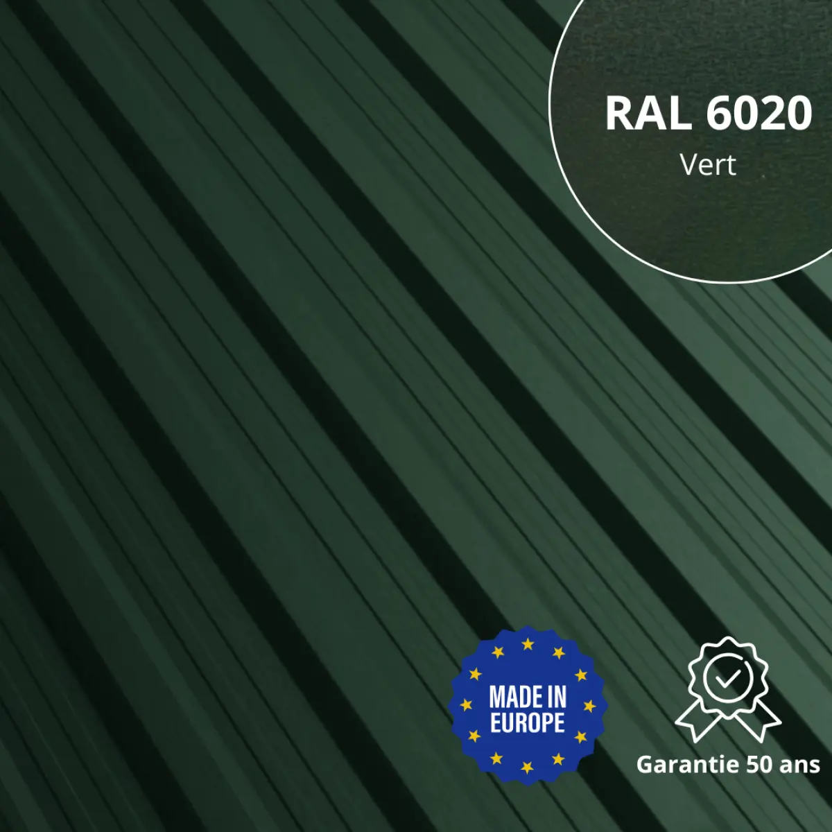 Tôle de toiture bac acier Vigo Vert mat
