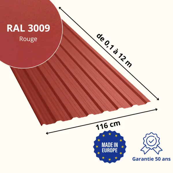 Tôle de toiture bac acier Vigo Rouge mat - 2