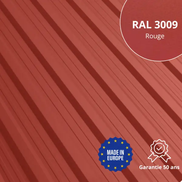Tôle de toiture bac acier Vigo Rouge Mat