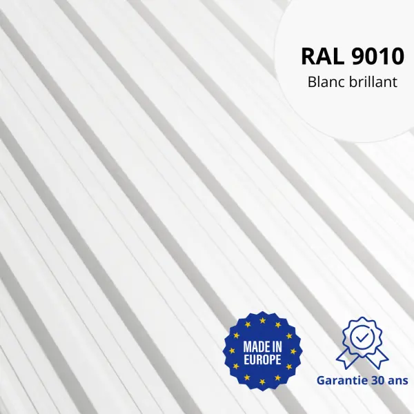 Tôle de toiture bac acier Vigo Blanc brillant - 1