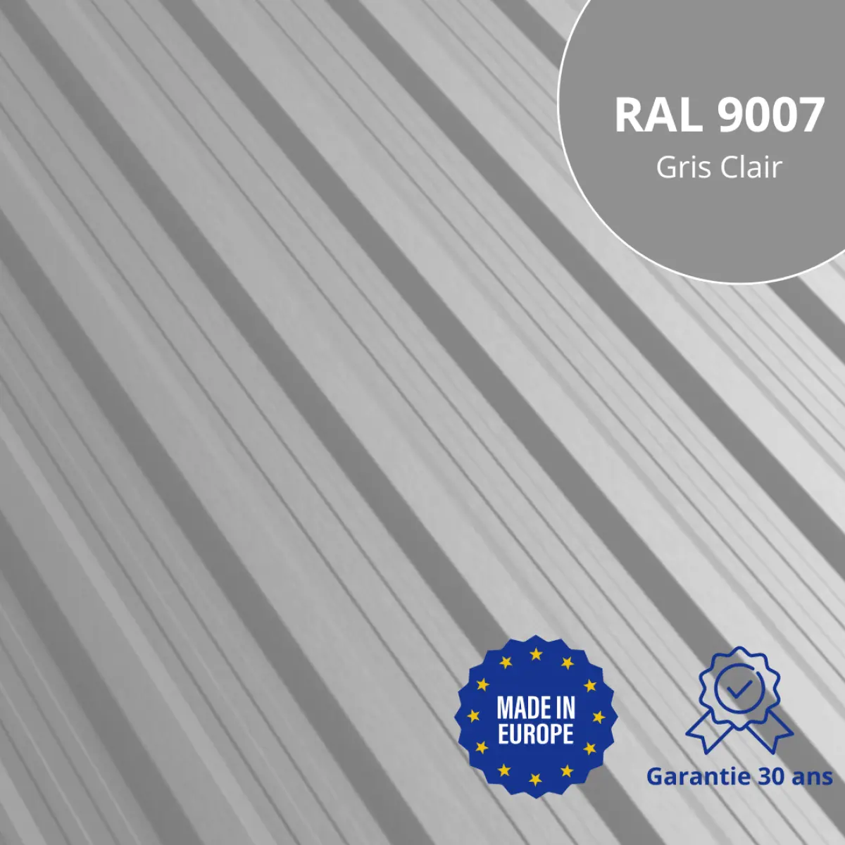 Tôle de toiture bac acier Vigo Gris Clair brillant