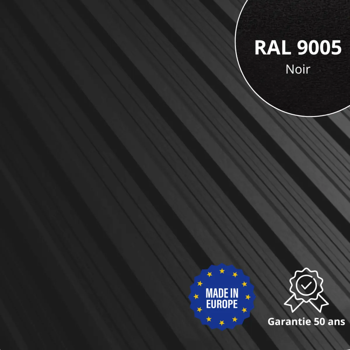 Tôle de toiture bac acier Vigo Noir mat