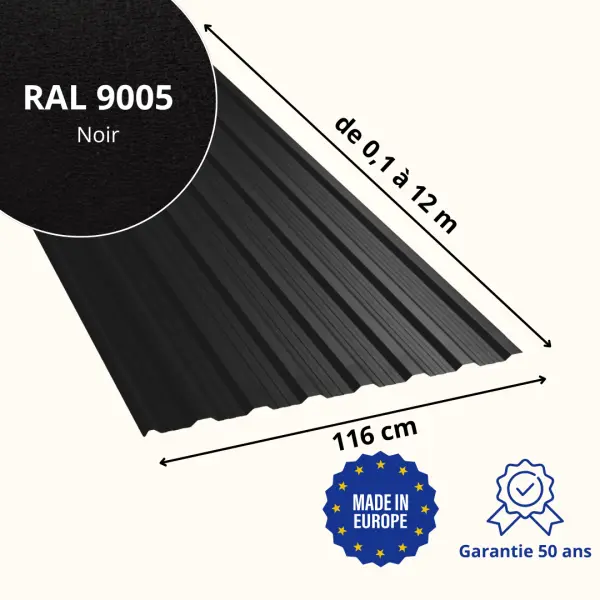 Tôle de toiture bac acier Vigo Noir mat - 2