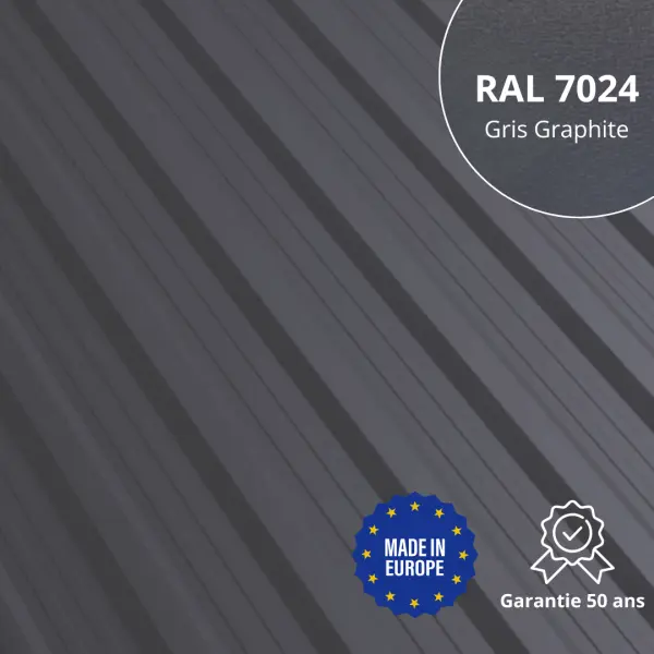 Tôle de toiture bac acier Vigo Gris Graphite Mat