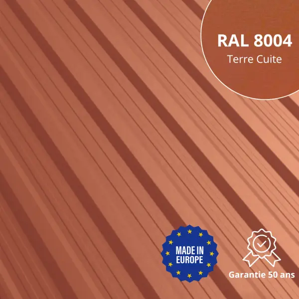 Tôle de toiture bac acier Vigo Terre Cuite Mat