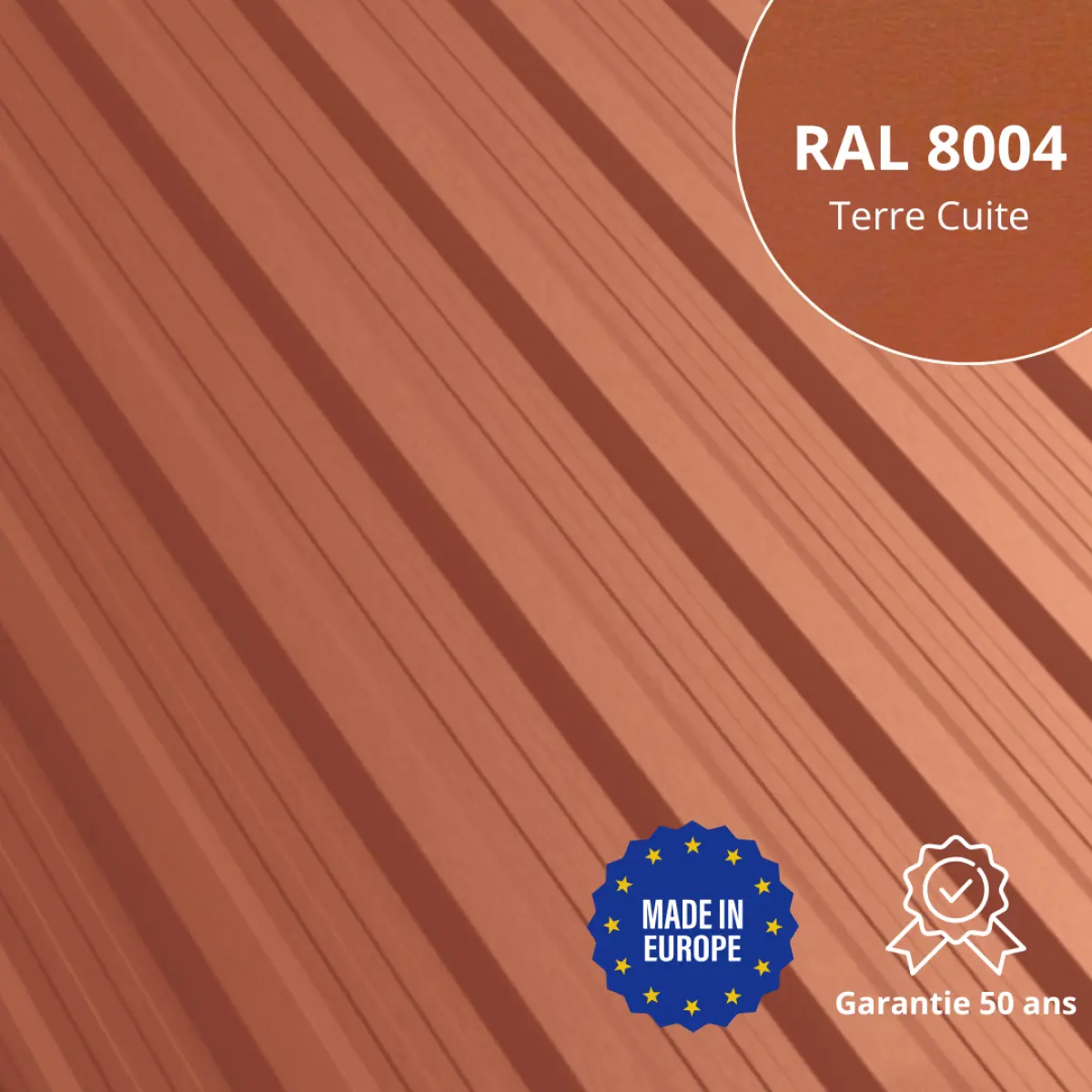 Tôle de toiture bac acier Vigo Terre Cuite mat