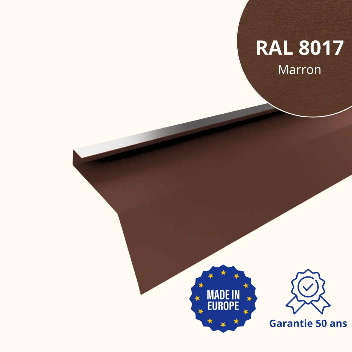Tôle de gouttière avec surplomb pour toiture Savanna Marron mat