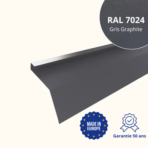Tôle de gouttière avec surplomb pour toiture Savanna Gris Graphite Mat