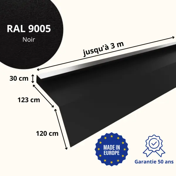 Tôle de gouttière avec surplomb pour toiture Savanna Noir mat - 2