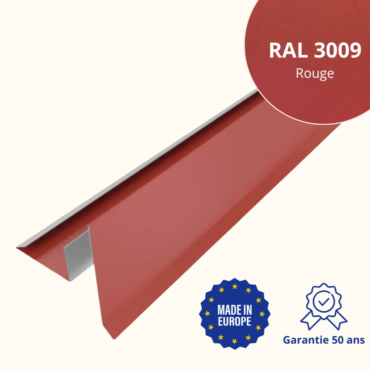 Tôle de rive avec rainure pour toiture Savanna Rouge mat