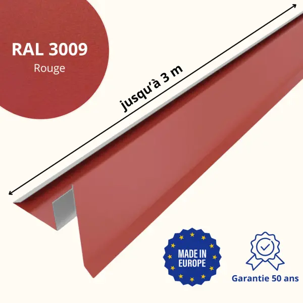 Tôle de rive avec rainure pour toiture Savanna Rouge mat - 2
