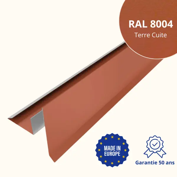 Tôle de rive avec rainure pour toiture Savanna Terre Cuite Mat