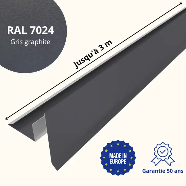 Tôle de rive avec rainure pour toiture Savanna Gris Graphite Mat - 2