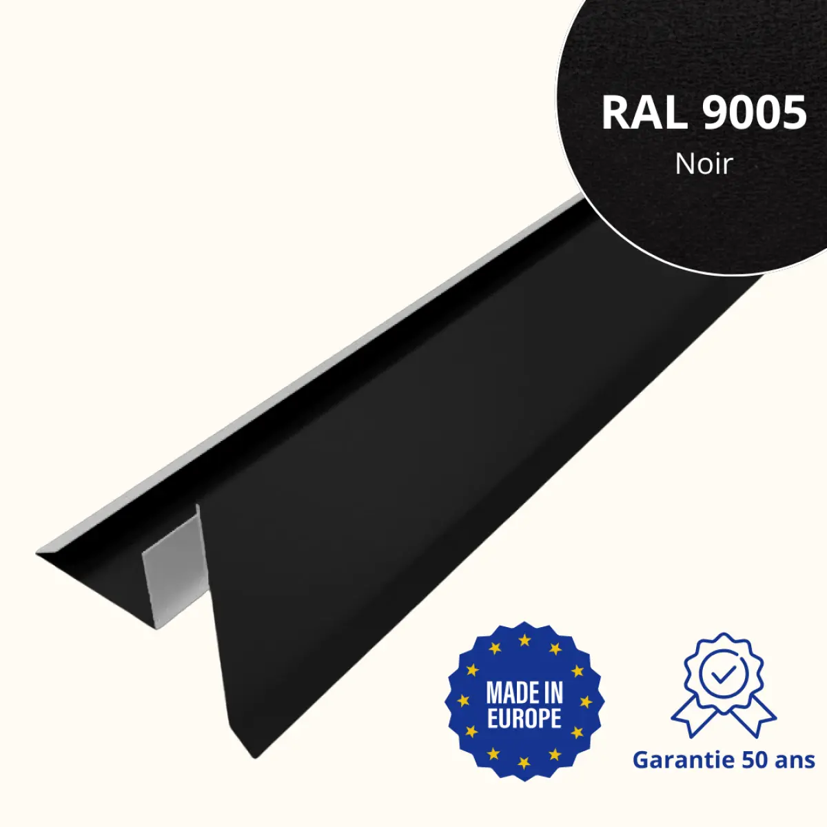 Tôle de rive avec rainure pour toiture Savanna Noir Mat