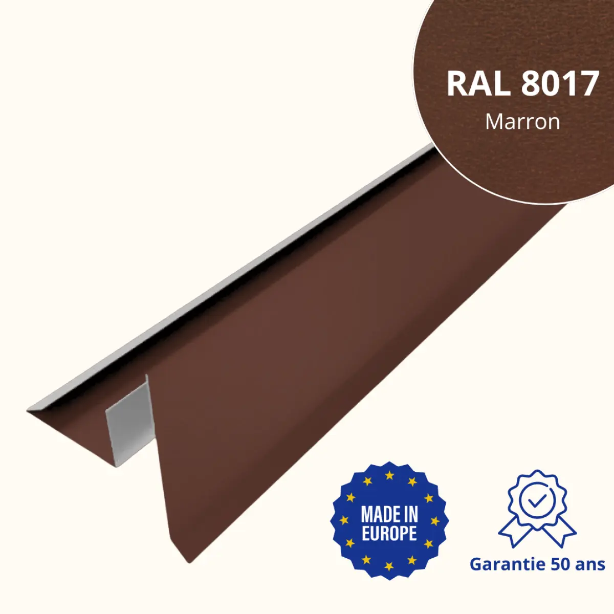 Tôle de rive avec rainure pour toiture Savanna Marron Mat