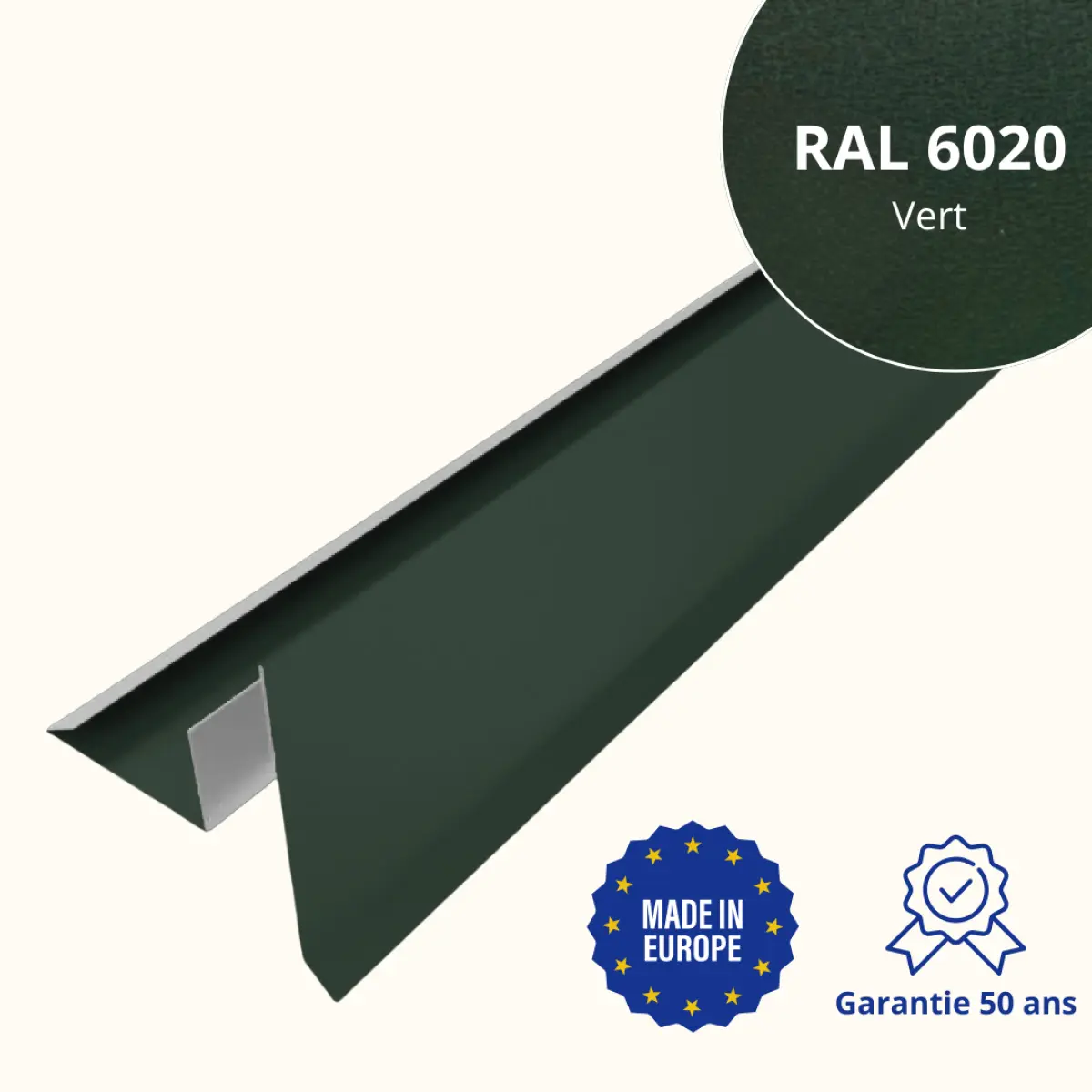Tôle de rive avec rainure pour toiture Savanna Vert mat