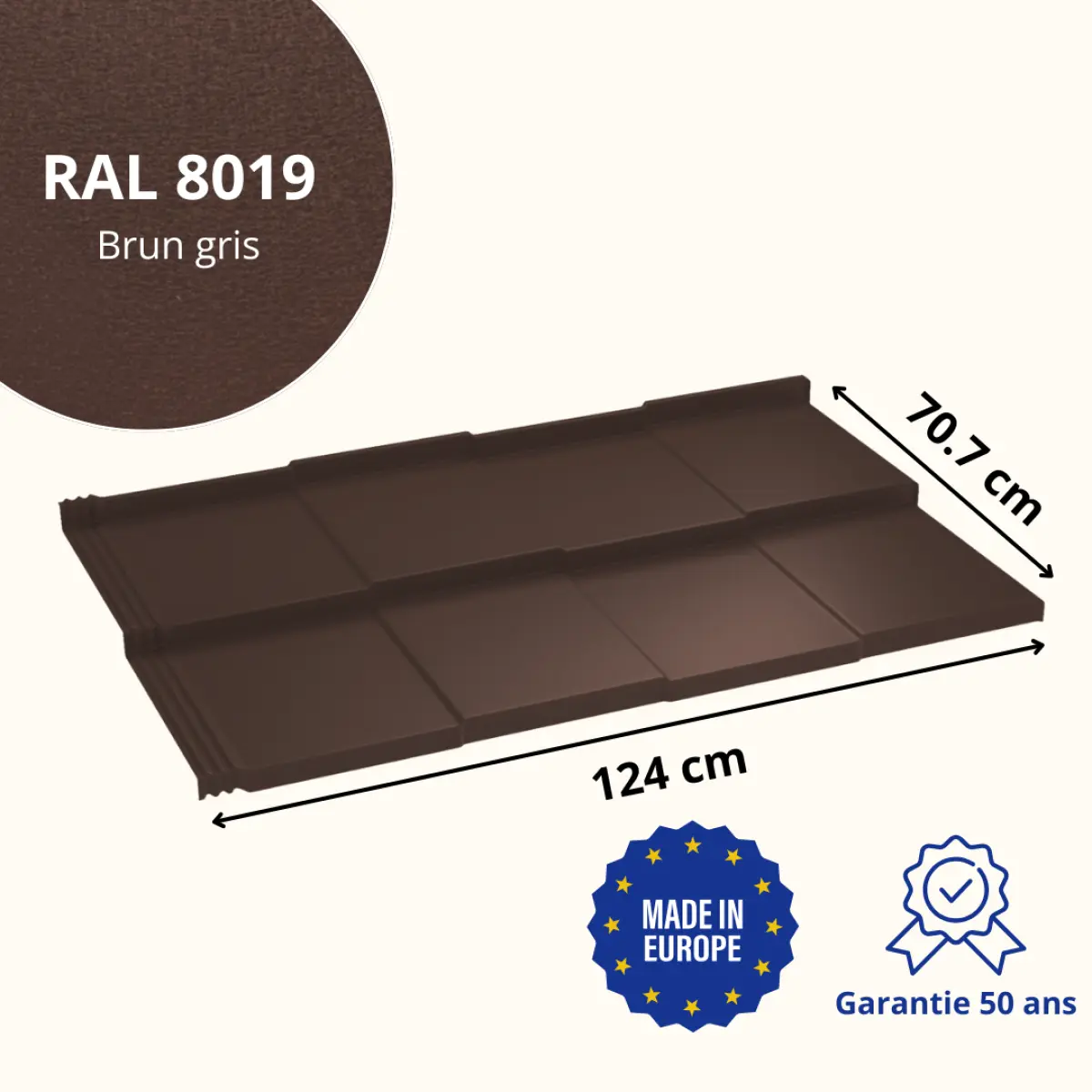 Tôle imitation ardoise Savanna Brun Gris Mat