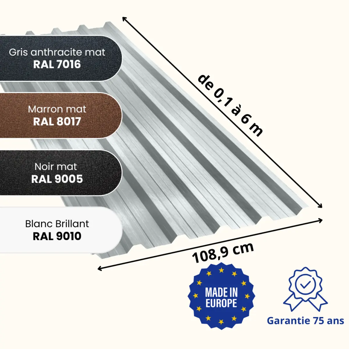 Tôle de toiture bac acier en aluminium Balta